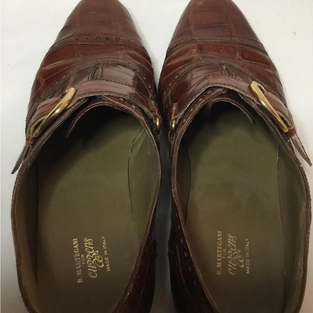 R Martegani Men’s Brown Alligator Leather Monkstrap  Shoes Size 10.5 - Picture 6 of 10